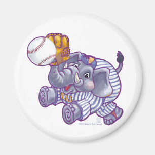 Elephant Baseball Star Magnet