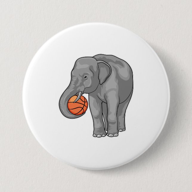 Elephant Basketball player Basketball 3 Inch Round Button (Front)