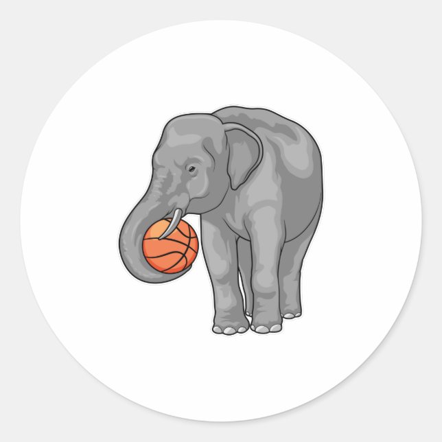 Elephant Basketball player Basketball Classic Round Sticker (Front)
