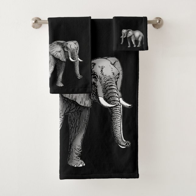 Elephant Bathroom Towel Set (Insitu)