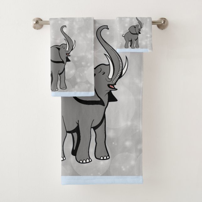Elephant Bathroom Towel Set (Insitu)