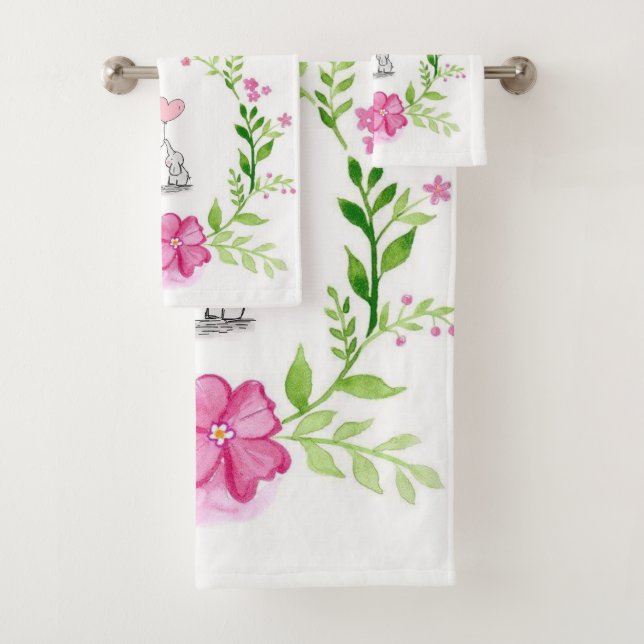 Elephant Bathroom Towel Sets (Insitu)