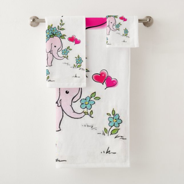 Elephant Bathroom Towel Sets (Insitu)