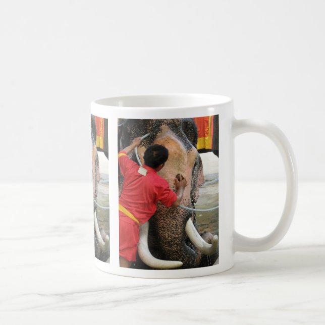 Elephant Bathtime ... Ayutthaya, Thailand Coffee Mug (Right)