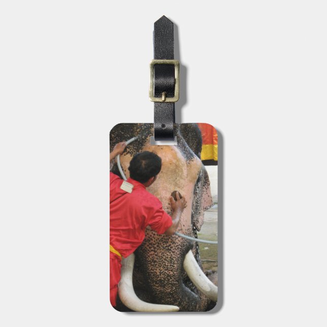 Elephant Bathtime ... Ayutthaya, Thailand Luggage Tag (Front Vertical)