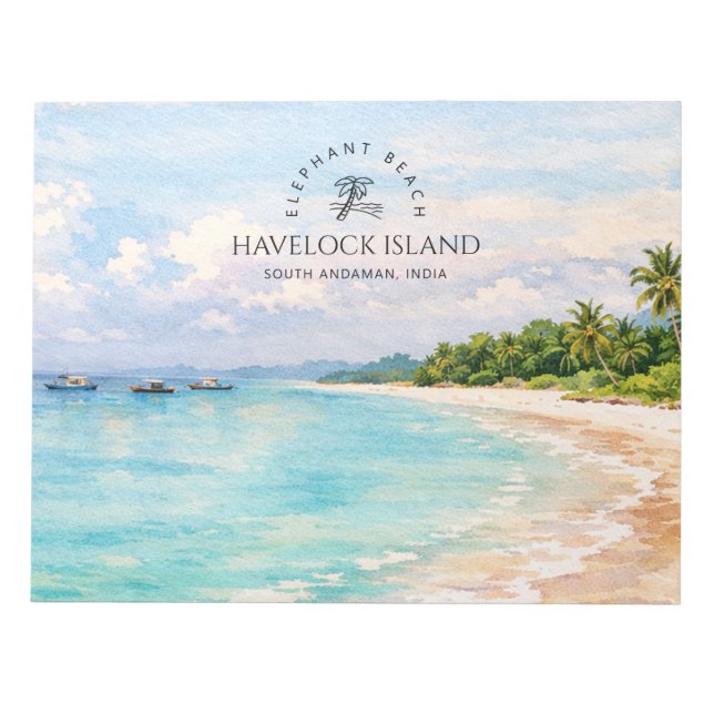 Elephant Beach Watercolor – Andaman Keepsake Gift Notepad (Front)