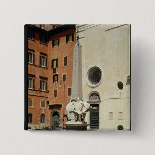 Elephant Bearing an Egyptian Obelisk, 1667 2 Inch Square Button