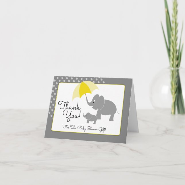 Elephant & bébé, Merci de Baby shower (Devant)