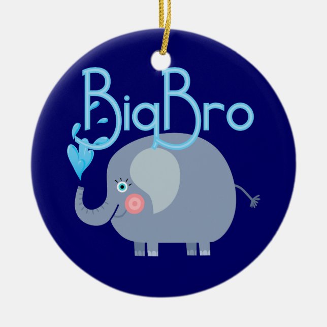 Elephant Big Bro Ceramic Ornament (Front)