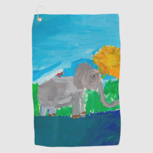 Elephant & Bird Golf Towel