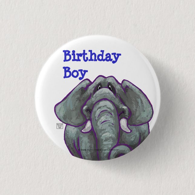 Elephant Birthday Boy Button (Front)