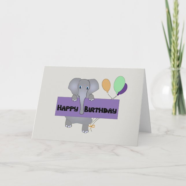 Elephant Birthday Greeting Card (Front)