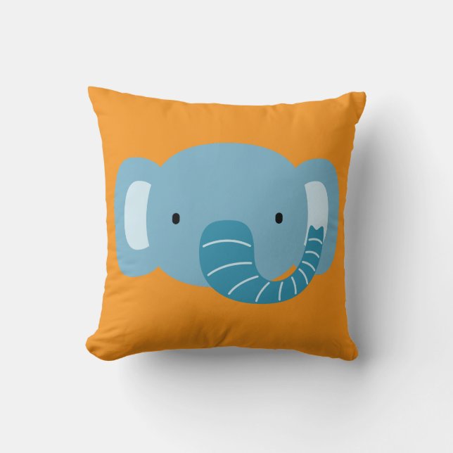Elephant Birthday Kids Art Throw Pillow (Front)