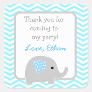 Elephant birthday party favour stickers