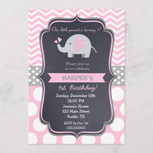 Elephant Birthday Party Invitations