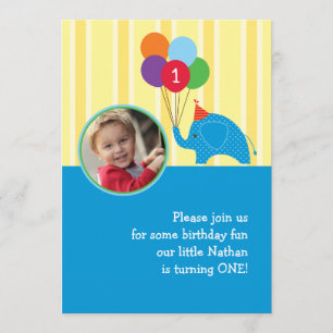 Elephant Birthday Party Photo Invitation