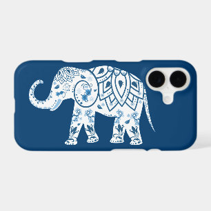 Éléphant Bleu à Motif Orné