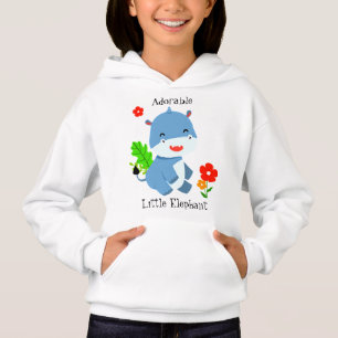 Eléphant Bleu Cute Avec Fleurs Rouges