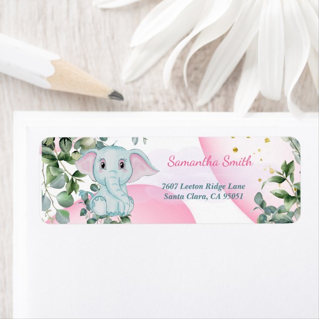 Eléphant bleu mignon avec Eucalyptus Adresse (En situation)