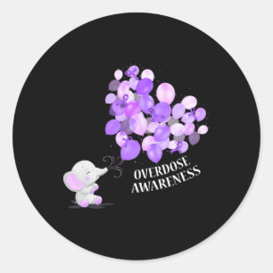 Elephant Blowing Up Lloons Overdose Awareness  Classic Round Sticker