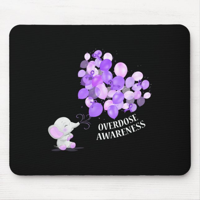 Elephant Blowing Up Lloons Overdose Awareness  Mouse Pad (Front)