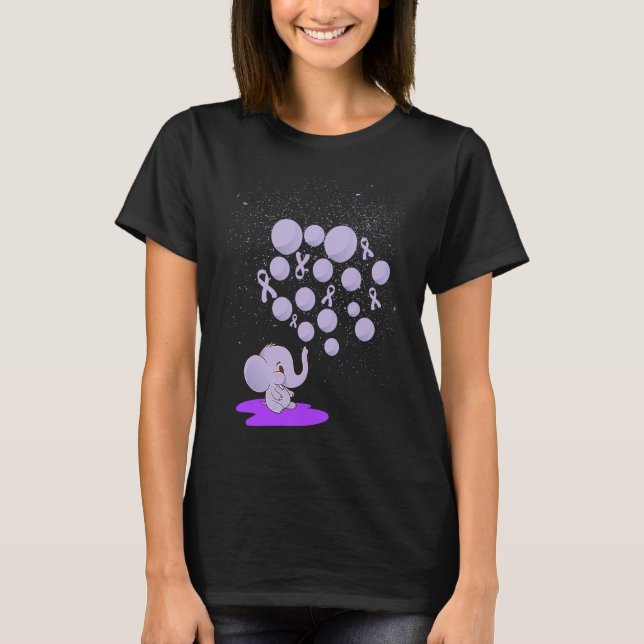 Elephant Blowing Up Purple Balloons Overdose Aware T-Shirt (Front)