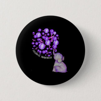 Elephant Blowing Up Purple Lloons Overdose Awarene 2 Inch Round Button