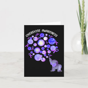 Elephant Blowing Up Purple Lloons Overdose Awarene Card