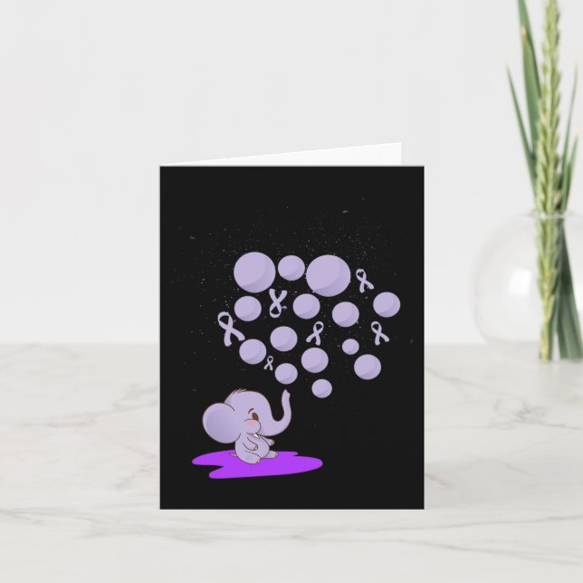 Elephant Blowing Up Purple Lloons Overdose Awarene Card (Front)