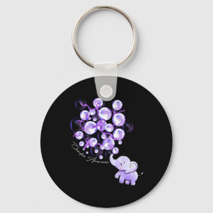 Elephant Blowing Up Purple Lloons Overdose Awarene Keychain