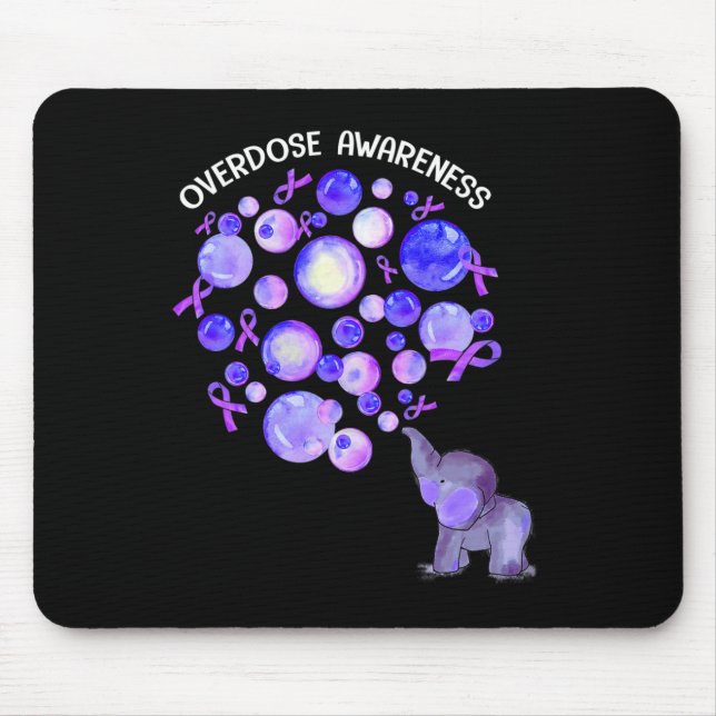 Elephant Blowing Up Purple Lloons Overdose Awarene Mouse Pad (Front)