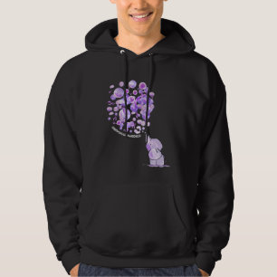 Elephant Blowing Upp Purplee Balloons Fibromyalgia Hoodie