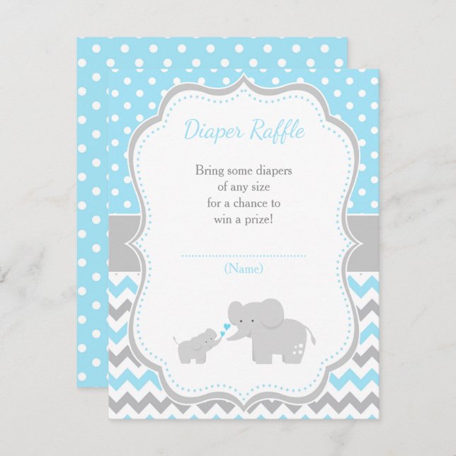 Elephant Blue and Grey Baby Shower Enclosure Card (Front/Back)