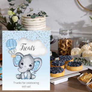 Elephant Blue Balloon Baby shower Traite Poster