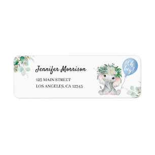 Elephant Blue Balloon Oh Boy Baby Shower Address 