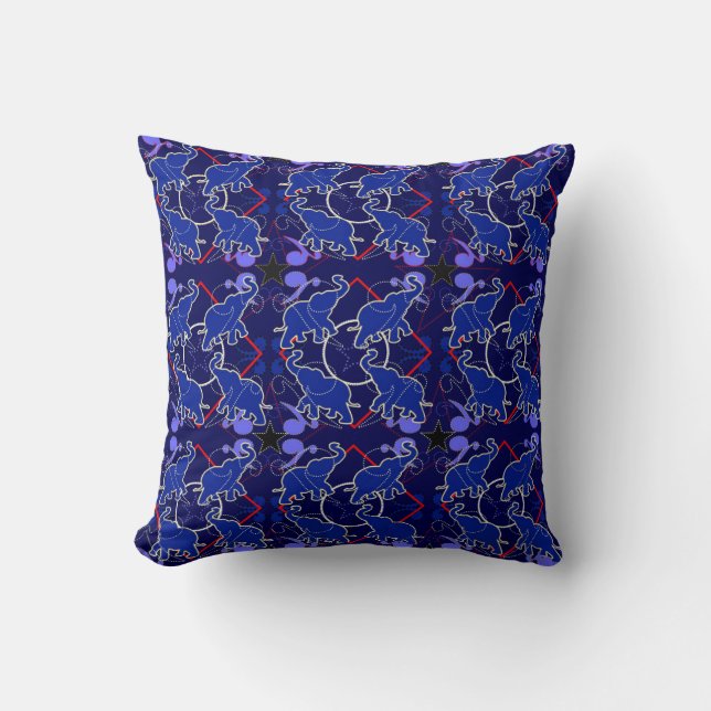 Elephant Blue Bandana Pillow (Front)