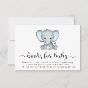 Elephant Blue Books For Baby Shower Card