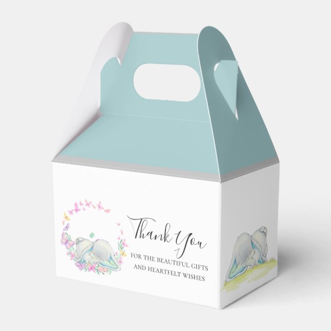 Elephant Blue Butterfly  Favour Box (Front Side)