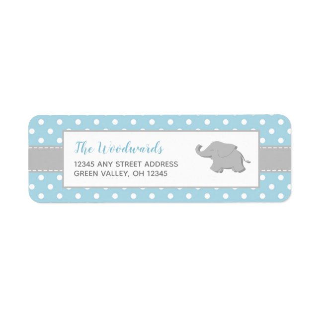 Elephant Blue Gray Polka Dot Boy Baby Shower (Front)