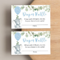 Elephant blue greenery boy shower diaper raffle