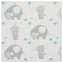 Elephant Blue Grey Safari Animals Nursery Baby Boy Fabric