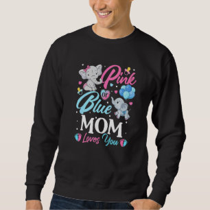 Elephant Blue Pink Mom Loves You Pregnancy Reveal Sweatshirt
