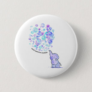 Elephant Blue Purple Balloons Suicide Prevention A 2 Inch Round Button