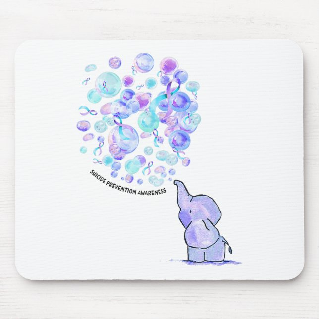 Elephant Blue Purple Balloons Suicide Prevention A Mouse Pad (Front)