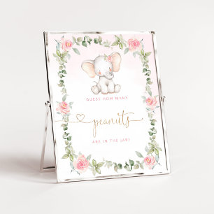 Elephant blush pink Guess how many peanuts Poster
