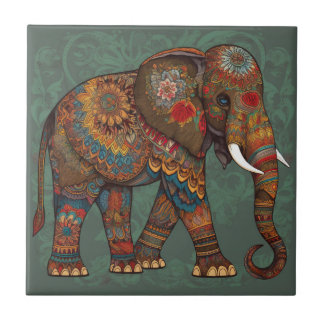 Éléphant bohème avec carreau de céramique d'art dé
