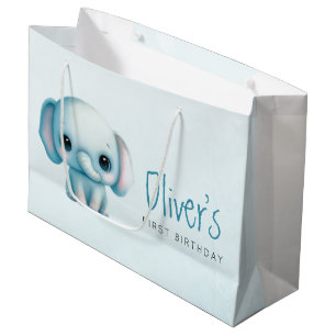 Elephant boy 1st birthday large gift bag