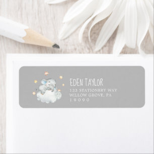 Elephant Boy   Adresse de retour Baby shower gris