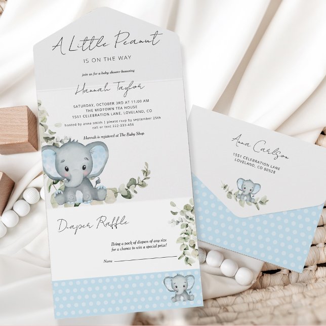 Elephant Boy Baby Shower All In One Invitation (Creator Uploaded)