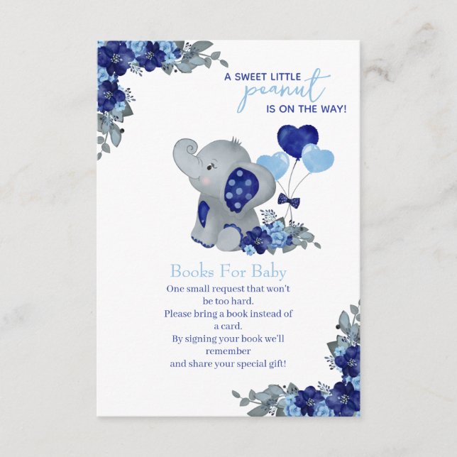 Elephant Boy Baby Shower, Books for Baby Enclosure Card (Front)